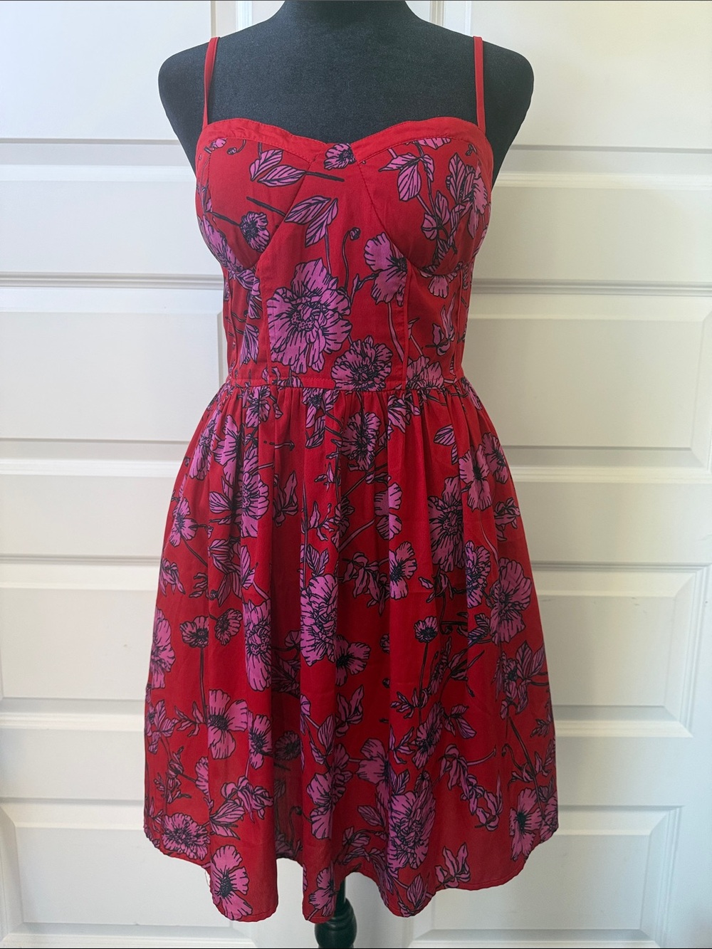 Band of the Free Red Floral Mini Dress with Pink Bloom Print